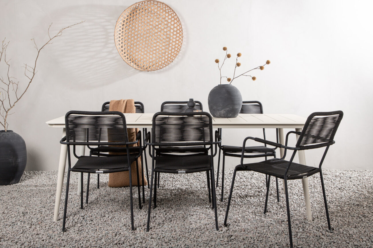 Lina, Lindos – Ensemble repas – Beige, Noir