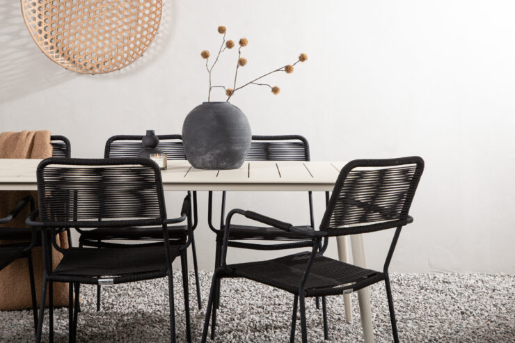 Lina, Lindos – Ensemble repas – Beige, Noir