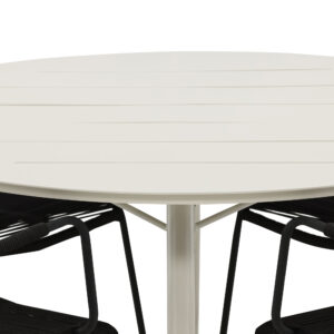 Lina, Lindos – Ensemble repas – Table : ⌀120 Chaise : 66 x 85 x 55 cm