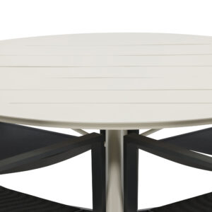 Lina, Copacabana – Ensemble repas – Table : ⌀120 Chaise : 60,5 x 88 x 56,5 cm