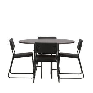 Copenhagen, Kenth – Ensemble repas rond – Moka – Table : ⌀115 Chaise : 52 x 76 x 40 cm