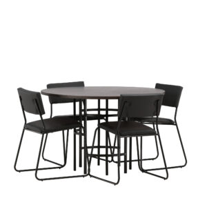 Copenhagen, Kenth – Ensemble repas rond – Moka – Table : ⌀115 Chaise : 52 x 76 x 40 cm