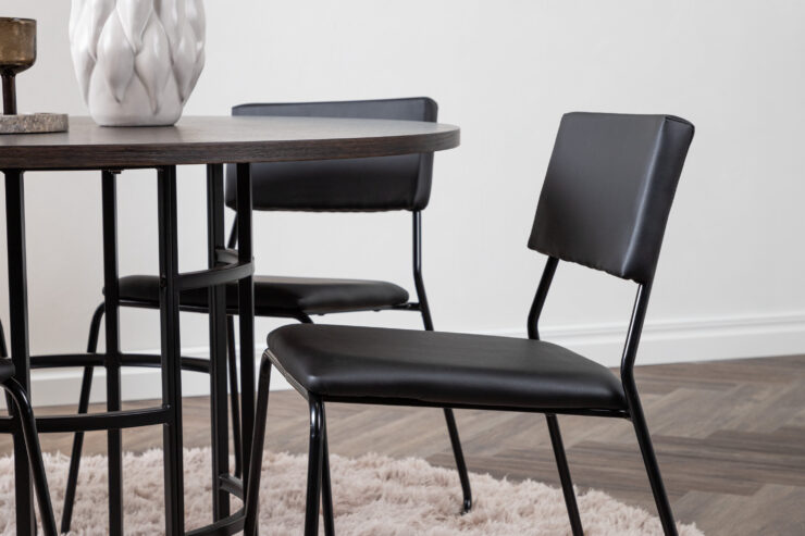 Copenhagen, Kenth – Ensemble repas rond – Moka – Table : ⌀115 Chaise : 52 x 76 x 40 cm