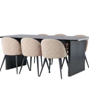 Vail, Velvet – Ensemble repas rectangulaire – Noir