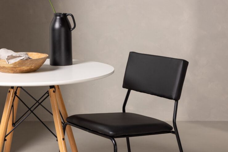 Danburi, Kenth – Ensemble repas rond – Blanc – Table : ⌀60 Chaise : 52 x 76 x 40 cm