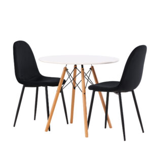Danburi, Polar – Ensemble repas rond – Blanc – Table : ⌀60 Chaise : 53,3 x 88 x 42,5 cm
