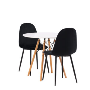 Danburi, Polar – Ensemble repas rond – Blanc – Table : ⌀60 Chaise : 53,3 x 88 x 42,5 cm