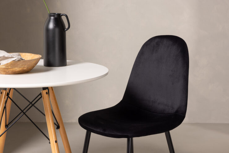 Danburi, Polar – Ensemble repas rond – Blanc – Table : ⌀60 Chaise : 53,3 x 88 x 42,5 cm