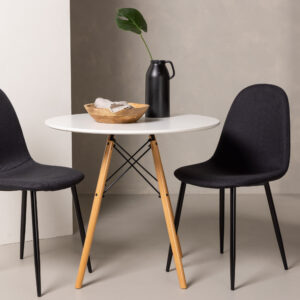 Danburi, Polar – Ensemble repas rond – Blanc – Table : ⌀60 Chaise : 53 x 87 x 44 cm