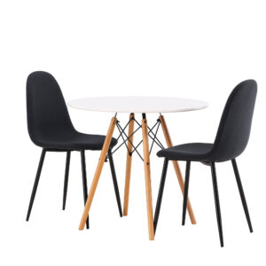 Danburi, Polar – Ensemble repas rond – Blanc – Table : ⌀60 Chaise : 53 x 87 x 44 cm