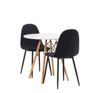 Danburi, Polar – Ensemble repas rond – Blanc – Table : ⌀60 Chaise : 53 x 87 x 44 cm