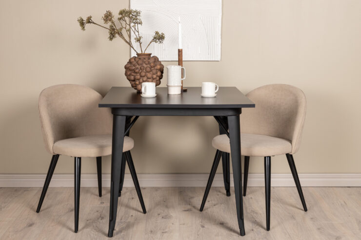 Tempe, Velvet – Ensemble repas rectangulaire – Noir