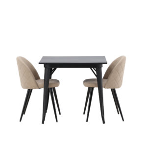 Tempe, Velvet – Ensemble repas rectangulaire – Noir