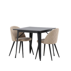Tempe, Velvet – Ensemble repas rectangulaire – Noir