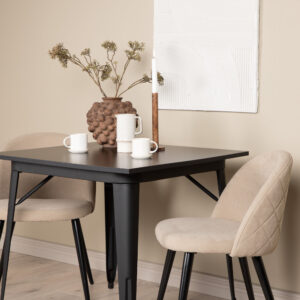 Tempe, Velvet – Ensemble repas rectangulaire – Noir