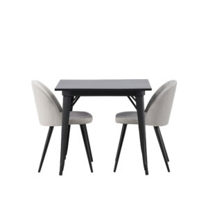 Tempe, Velvet – Ensemble repas rectangulaire – Noir