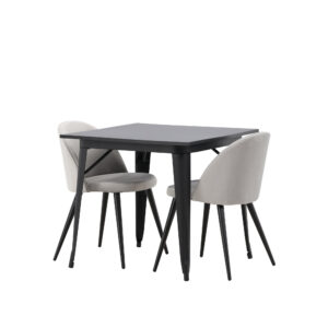 Tempe, Velvet – Ensemble repas rectangulaire – Noir