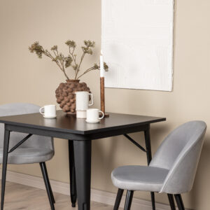 Tempe, Velvet – Ensemble repas rectangulaire – Noir