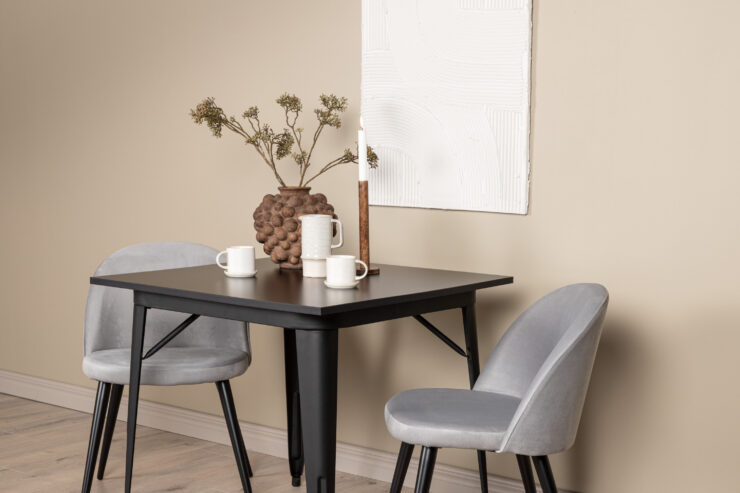 Tempe, Velvet – Ensemble repas rectangulaire – Noir