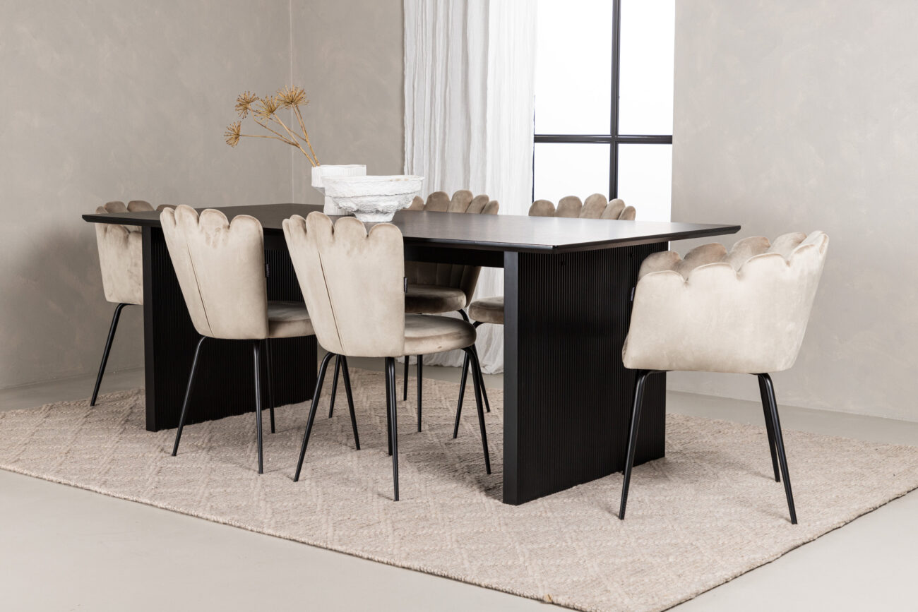 Vail, Limhamn – Ensemble repas rectangulaire – Noir