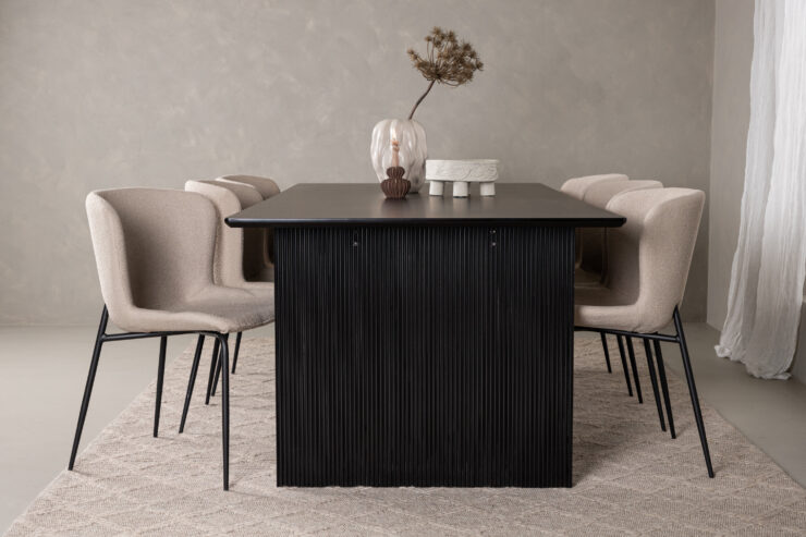 Vail, Modesto – Ensemble repas rectangulaire – Noir