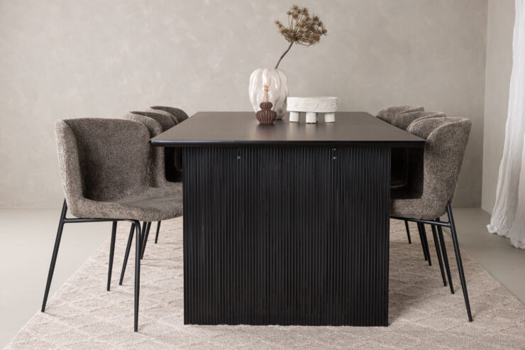 Vail, Modesto – Ensemble repas rectangulaire – Noir