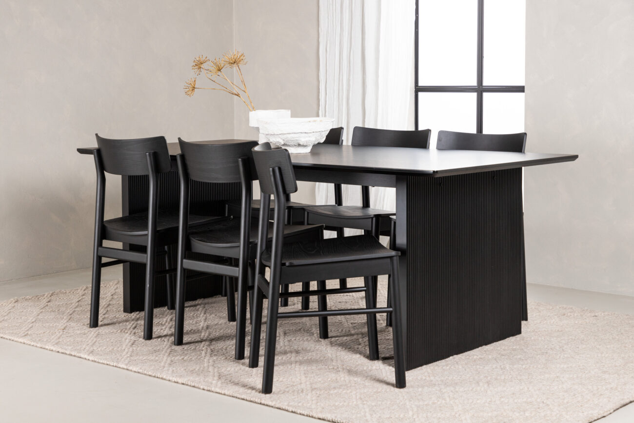 Vail, Montros – Ensemble repas rectangulaire – Noir