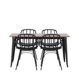 Tempe, Dyrön – Ensemble repas rectangulaire – Noyer – 80 x 140 cm
