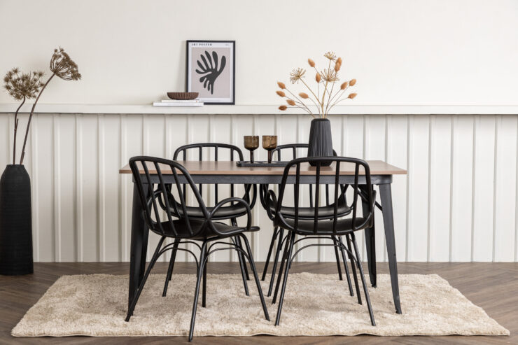 Tempe, Dyrön – Ensemble repas rectangulaire – Noyer – 80 x 140 cm
