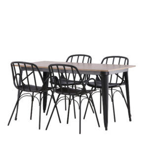 Tempe, Dyrön – Ensemble repas rectangulaire – Noyer – 80 x 140 cm