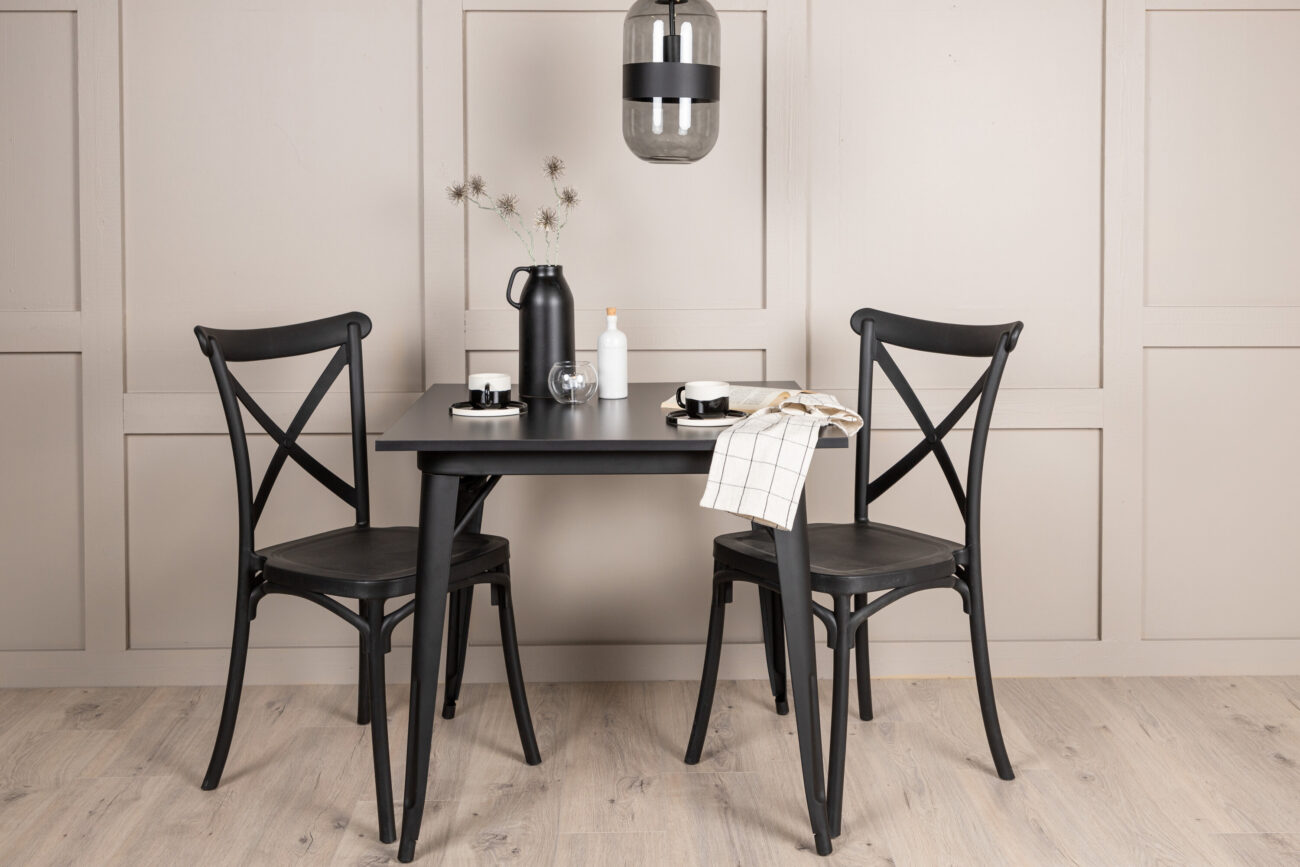 Tempe, Crosett – Ensemble repas rectangulaire – Noir