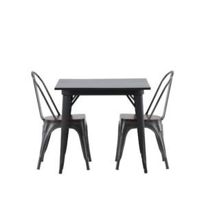 Tempe, Tempe – Ensemble repas rectangulaire – Noir – 80 x 80 cm