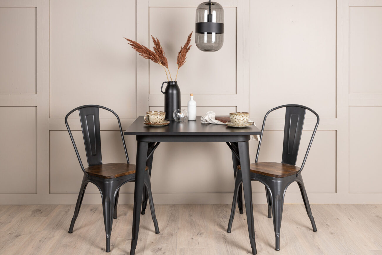 Tempe, Tempe – Ensemble repas rectangulaire – Noir – 80 x 80 cm