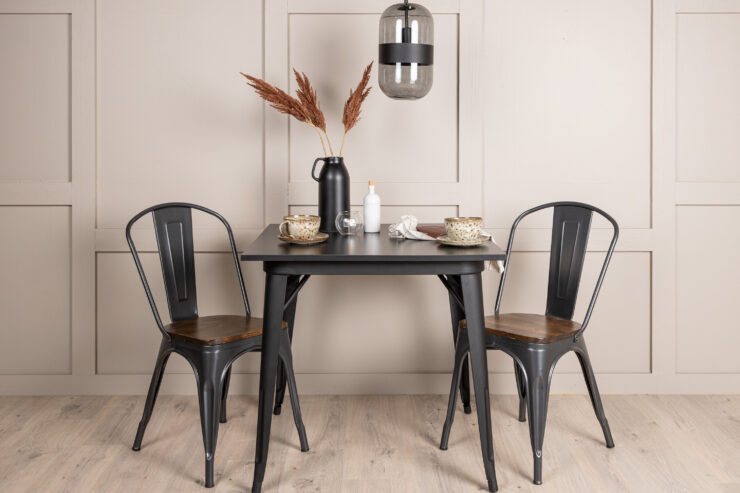 Tempe, Tempe – Ensemble repas rectangulaire – Noir – 80 x 80 cm
