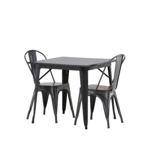 Tempe, Tempe – Ensemble repas rectangulaire – Noir – 80 x 80 cm