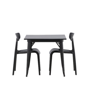 Tempe, Ursholmen – Ensemble repas rectangulaire – Noir – 80 x 80 cm
