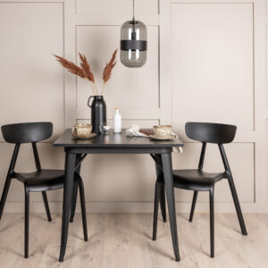 Tempe, Ursholmen – Ensemble repas rectangulaire – Noir – 80 x 80 cm