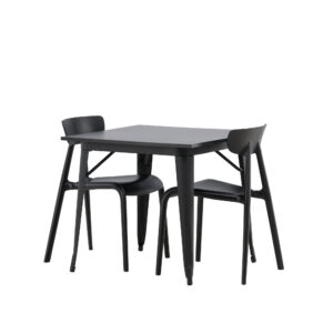 Tempe, Ursholmen – Ensemble repas rectangulaire – Noir – 80 x 80 cm