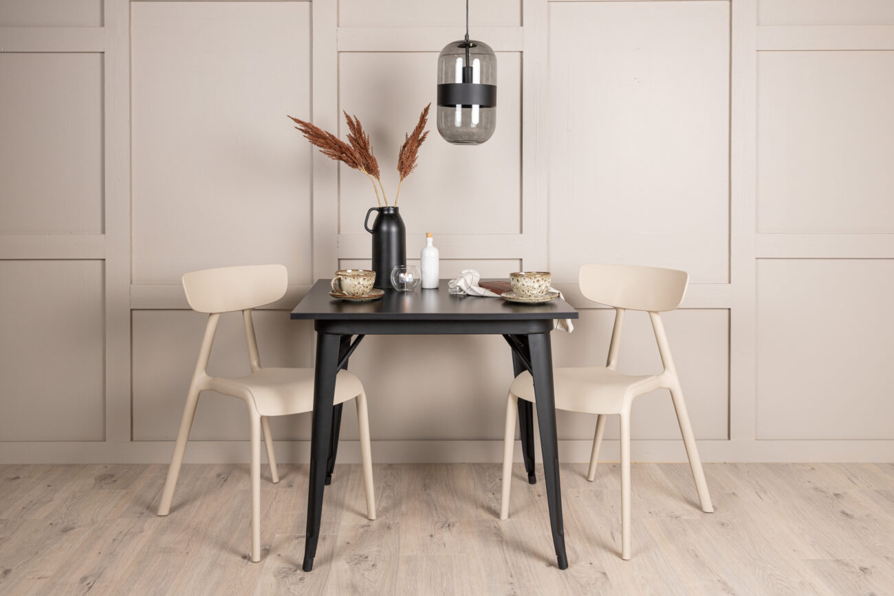 Tempe, Ursholmen – Ensemble repas rectangulaire – Noir – 80 x 80 cm