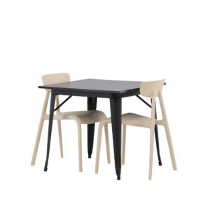 Tempe, Ursholmen – Ensemble repas rectangulaire – Noir – 80 x 80 cm