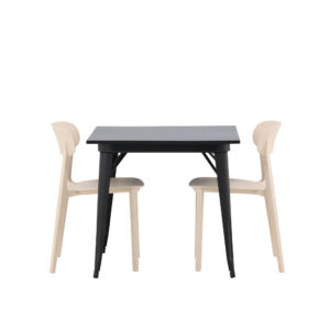 Tempe, Åstol – Ensemble repas rectangulaire – Noir – 80 x 80 cm