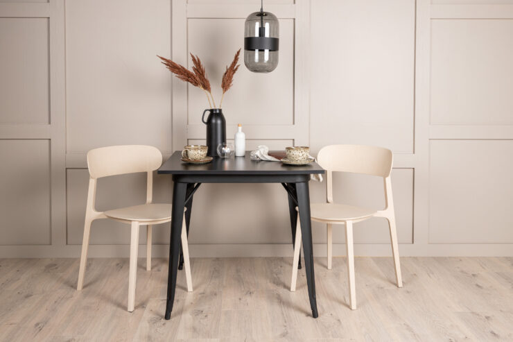 Tempe, Åstol – Ensemble repas rectangulaire – Noir – 80 x 80 cm