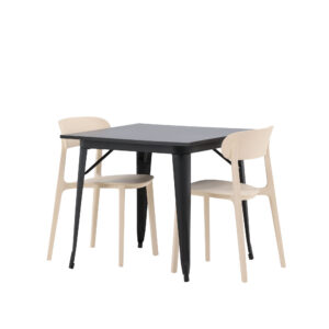 Tempe, Åstol – Ensemble repas rectangulaire – Noir – 80 x 80 cm
