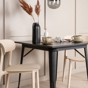 Tempe, Åstol – Ensemble repas rectangulaire – Noir – 80 x 80 cm