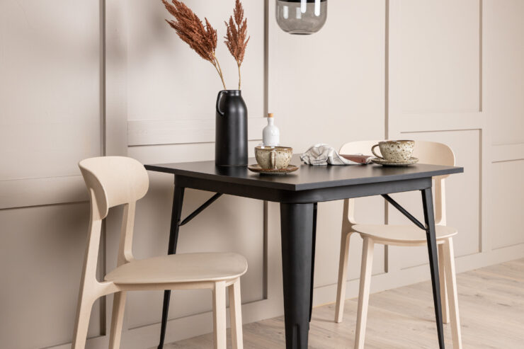 Tempe, Åstol – Ensemble repas rectangulaire – Noir – 80 x 80 cm