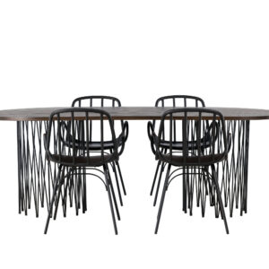 Stone, Dyrön – Ensemble repas ovale – Noir – 100 x 220 cm
