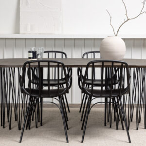 Stone, Dyrön – Ensemble repas ovale – Noir – 100 x 220 cm