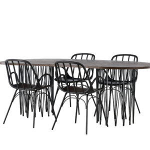 Stone, Dyrön – Ensemble repas ovale – Noir – 100 x 220 cm