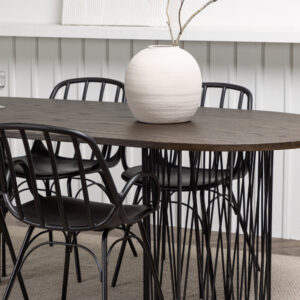 Stone, Dyrön – Ensemble repas ovale – Noir – 100 x 220 cm