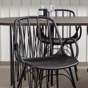Stone, Dyrön – Ensemble repas ovale – Noir – 100 x 220 cm